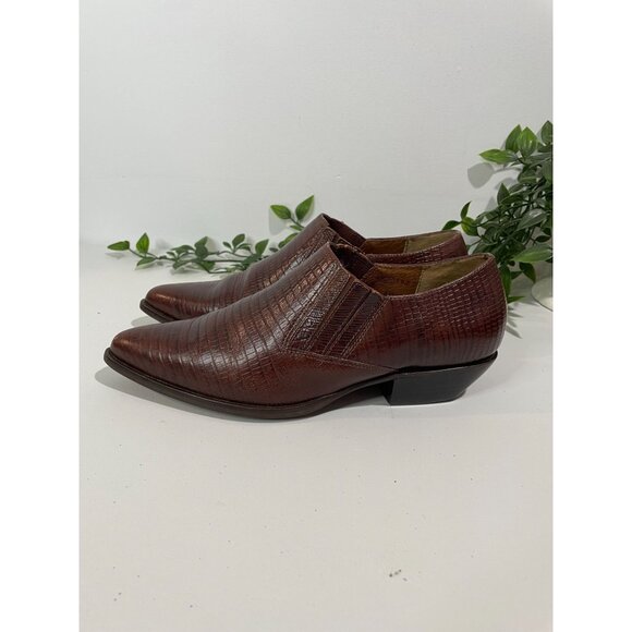 Vintage Sabree Brown Leather Pointed-Toe Slip-On Shoes Size 5.5 For Women's - Picture 3 of 12